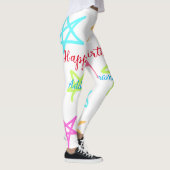 スターカラフルハッピーバースデー追加ネーム文字シンプル レギンス (右)