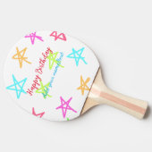 スターカラフルハッピーバースデー追加ネーム文字シンプル 卓球ラケット (横)