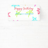 スターカラフルハッピーバースデー追加ネーム文字シンプル 横断幕 (インサイチュ)