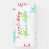 スターカラフルハッピーバースデー追加ネーム文字シンプル 横断幕 (縦)