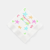 スターカラフルハッピーバースデー追加ネーム文字シンプル 縁ありカクテルナプキン (角)