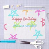 スターカラフルハッピーバースデー追加ネーム文字シンプル 薄葉紙 (クラフト)