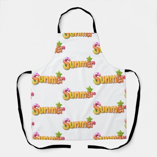スターカラフル付き夏文字 エプロン (正面)