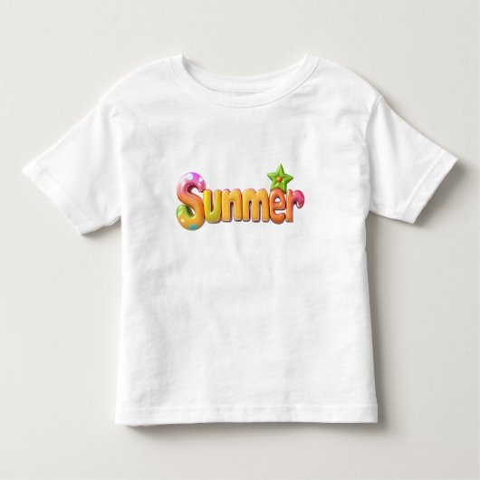 スターカラフル付き夏文字 トドラーTシャツ (正面)