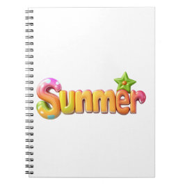 スターカラフル付き夏文字 ノートブック