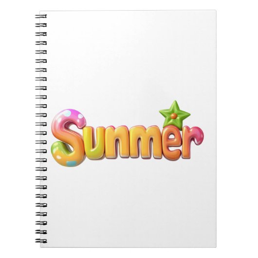 スターカラフル付き夏文字 ノートブック (正面)