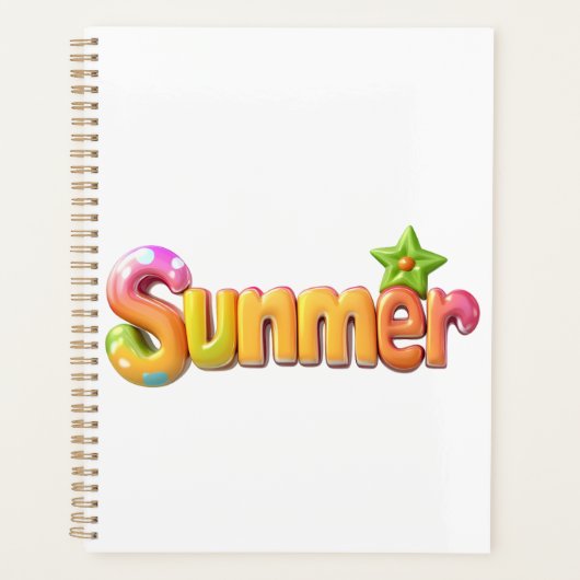 スターカラフル付き夏文字 プランナー手帳 (正面)
