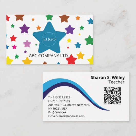 スターカラフル教育ユニーク名刺 名刺 (正面/裏面)