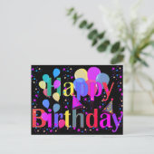 スターカラフル紙吹雪ハッピーバースデーバルーン ポストカード (スタンド正面)