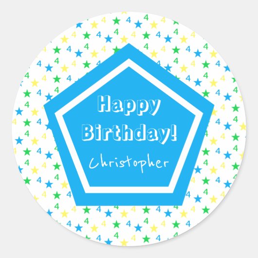 スターカラフル・ボーイズ4th誕生日 ラウンドシール (正面)