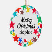 スターカラフル・メリー・クリスマパーソナライズされたス名 セラミックオーナメント (右)