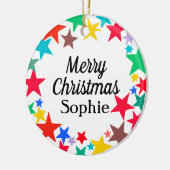 スターカラフル・メリー・クリスマパーソナライズされたス名 セラミックオーナメント (左)