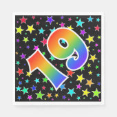 スターカラフル+レインボーパターン「19」イベント番号 スタンダードランチョンナプキン (正面)