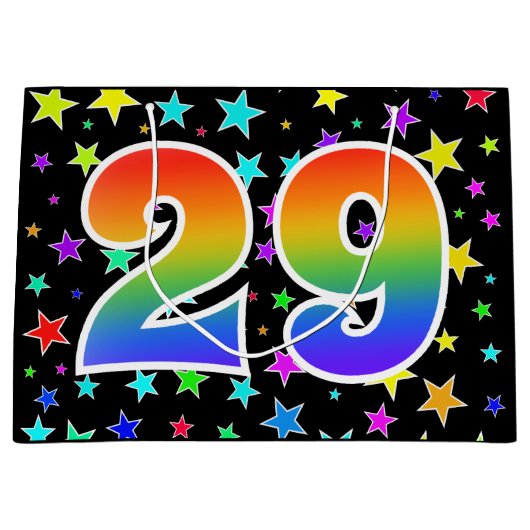 スターカラフル+レインボーパターン「29」イベント番号 ラージペーパーバッグ (正面)