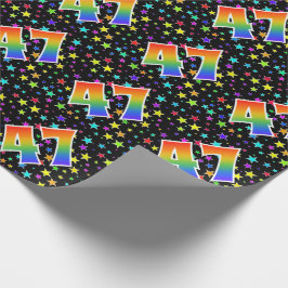スターカラフル+レインボーパターン「47」イベント番号 ラッピングペーパー