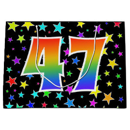 スターカラフル+レインボーパターン「47」イベント番号 ラージペーパーバッグ
