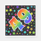 スターカラフル+レインボーパターン「49」イベント番号 スタンダードランチョンナプキン (正面)