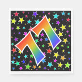 スターカラフル+レインボーパターン「77」イベント番号 スタンダードランチョンナプキン (正面)