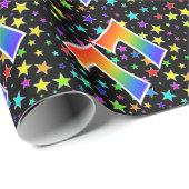 スターカラフル+レインボーパターン「77」イベント番号 ラッピングペーパー (ロールコーナー)