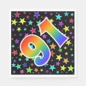 スターカラフル+レインボーパターン「91」イベント番号 スタンダードランチョンナプキン (正面)