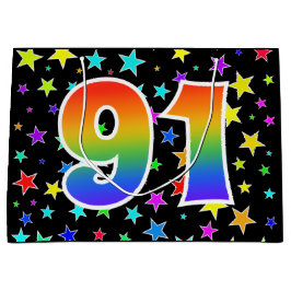 スターカラフル+レインボーパターン「91」イベント番号 ラージペーパーバッグ
