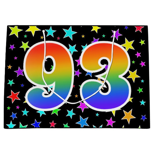 スターカラフル+レインボーパターン「93」イベント番号 ラージペーパーバッグ (正面)