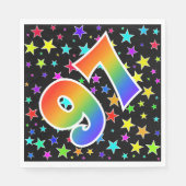 スターカラフル+レインボーパターン「97」イベント番号 スタンダードランチョンナプキン (正面)