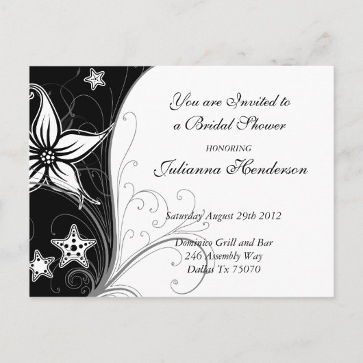 スターガザーリリーアンドスターフィッシュブライダルシャワー招待状 インビテーションポストカード (正面)