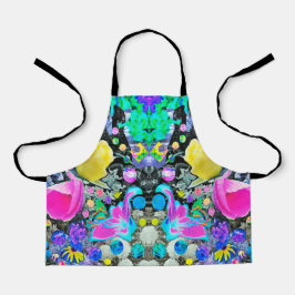 スターガザーリリー、バラとピンクハイビスカスコラージュ エプロン