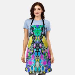 スターガザーリリー、バラとピンクハイビスカスコラージュ エプロン