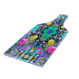 スターガザーリリー、バラとピンクハイビスカスコラージュ カッティングボード