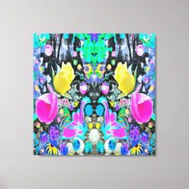 スターガザーリリー、バラとピンクハイビスカスコラージュ キャンバスプリント