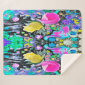 スターガザーリリー、バラとピンクハイビスカスコラージュ シェルパブランケット (正面(横))