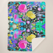 スターガザーリリー、バラとピンクハイビスカスコラージュ シェルパブランケット (正面)