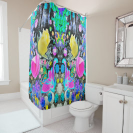 スターガザーリリー、バラとピンクハイビスカスコラージュ シャワーカーテン