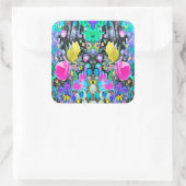 スターガザーリリー、バラとピンクハイビスカスコラージュ スクエアシール (バッグ)