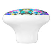 スターガザーリリー、バラとピンクハイビスカスコラージュ セラミックノブ (側面)