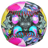 スターガザーリリー、バラとピンクハイビスカスコラージュ ソフトボール (裏面)