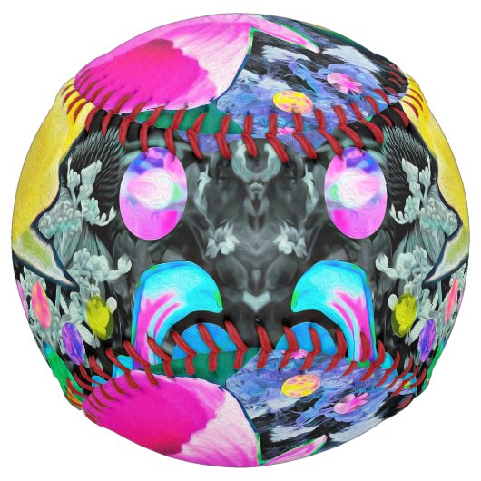 スターガザーリリー、バラとピンクハイビスカスコラージュ ソフトボール (正面)