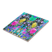 スターガザーリリー、バラとピンクハイビスカスコラージュ タイル (側面)