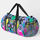 スターガザーリリー、バラとピンクハイビスカスコラージュ ダッフルバッグ (右コーナー)