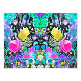 スターガザーリリー、バラとピンクハイビスカスコラージュ フォトプリント           