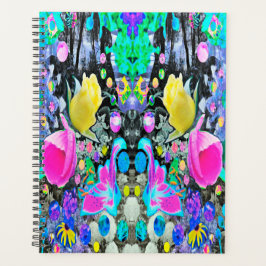 スターガザーリリー、バラとピンクハイビスカスコラージュ プランナー手帳