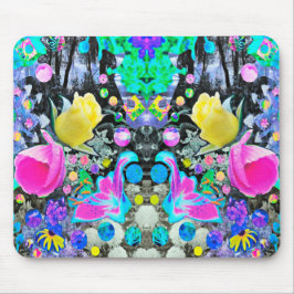 スターガザーリリー、バラとピンクハイビスカスコラージュ マウスパッド