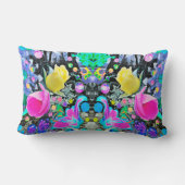 スターガザーリリー、バラとピンクハイビスカスコラージュ ランバークッション (裏面)