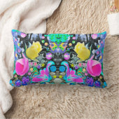 スターガザーリリー、バラとピンクハイビスカスコラージュ ランバークッション (ブランケット)