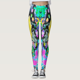 スターガザーリリー、バラとピンクハイビスカスコラージュ レギンス