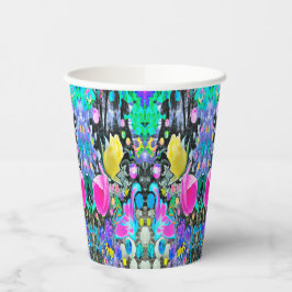 スターガザーリリー、バラとピンクハイビスカスコラージュ 紙コップ