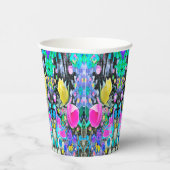 スターガザーリリー、バラとピンクハイビスカスコラージュ 紙コップ (右)