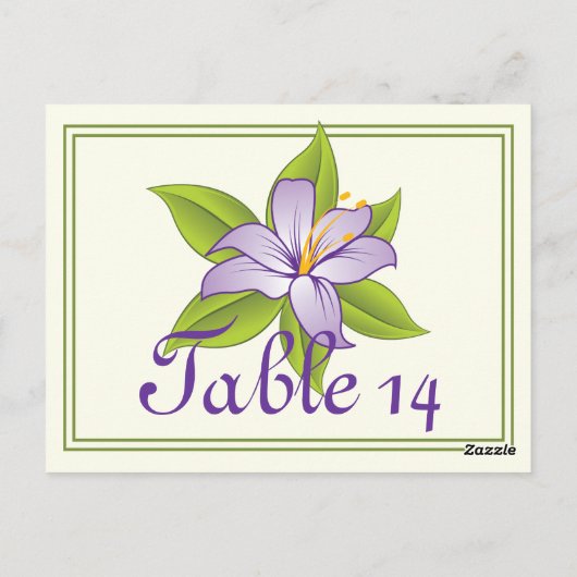 スターガザーリリ結婚薄紫紫のテーブル番号 ポストカード (裏面)